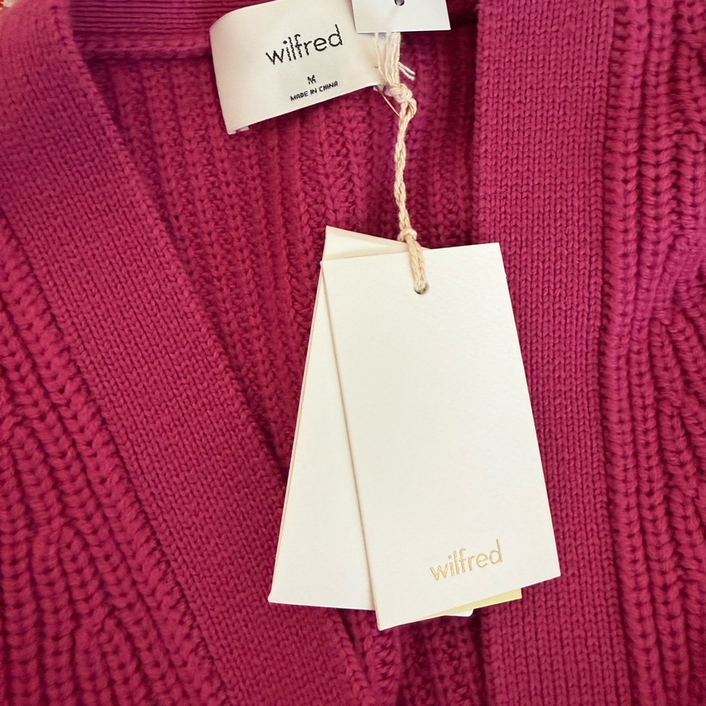 Wilfred Aritzia Merino Wool Cardigan | Magenta | Size M | NWT - Picture 3 of 6